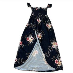 Maxi Dress for Women Long High-Low Slit lined Maxi Floral Beach Off Shoulder XL